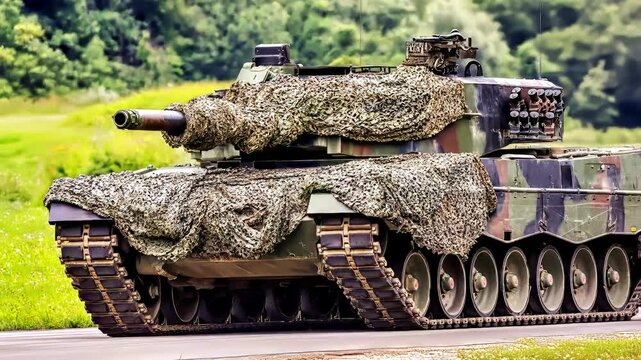 German Leopard main battle tank, camouflaged