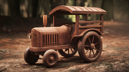Obraz premium Professionally crafted 3D wooden model of Transport tractor.