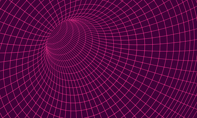 Fototapeta premium Abstract wireframe 3D tunnel. Perspective mesh background texture. Mesh model of a wormhole, vortex.