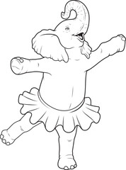 Elephant Ballerina Ballet Dance Animal Vector Graphic Art Illustration