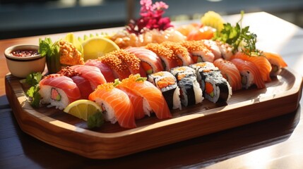 Sushi Platter with Assorted Nigiri. Best For Banner, Flyer, and Poster