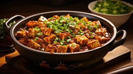 Fototapeta premium Szechuan Mapo Tofu. Best For Banner, Flyer, and Poster
