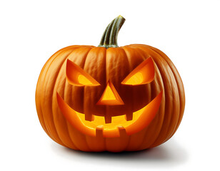 carved halloween pumpkin isolated white background