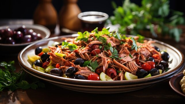 Tuna Puttanesca with Kalamata Olives. Best For Banner, Flyer, and Poster