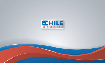 Chile background with red 3d shape wavy on top of blue shape in white background