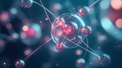 Abstract Representation of a Molecular Structure with Interconnected Spheres