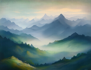 Obraz premium Mountains in the fog