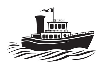 Boat Silhouette, Ship Silhouette, Vector Silhouette, Nautical Vector, Marine Design, Ocean Silhouette, SailingVector, ShipOutline, BoatVectorArt, SilhouetteGraphics, SeaVesselVector,