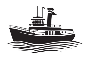 Obraz premium Boat Silhouette, Ship Silhouette, Vector Silhouette, Nautical Vector, Marine Design, Ocean Silhouette, SailingVector, ShipOutline, BoatVectorArt, SilhouetteGraphics, SeaVesselVector,