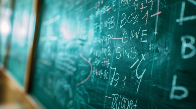 Chalkboard with math equations