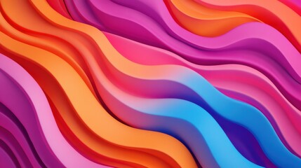Fototapeta premium Abstract design with colorful flowing waves in pink, orange, and blue, creating a visually captivating and dynamic composition..