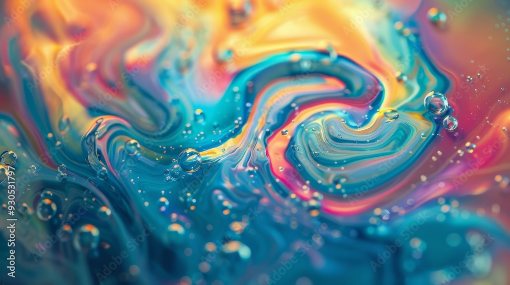 Poster colorful abstract background with swirling soap bubble effects
