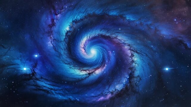 blue spiral galaxy, with swirls, looping video that should be with 4k animation.
