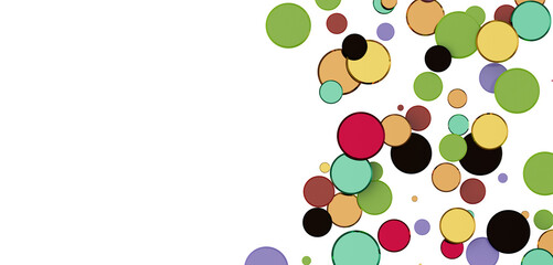 Multicolor confetti abstract background with a lot of falling pieces, isolated on a white background. Festive decorative tinsel element for design