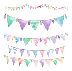 Watercolor triangular flag decoration