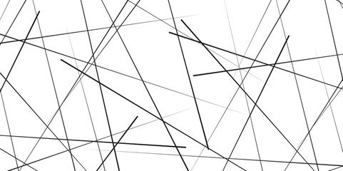 Geometric ornament for designs and backgrounds. Vector illustration. Abstract white background with random black lines