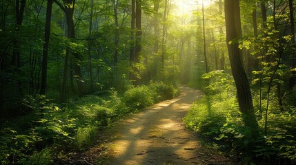 Fototapeta premium Sunlit Forest Path