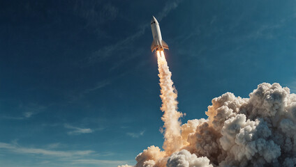 Space rocket launching into space for exploration