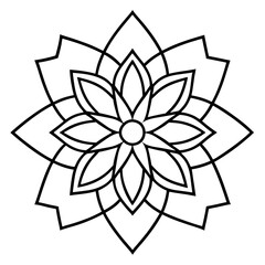 Mandala line art silhouette with white background