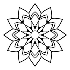 Mandala line art silhouette with white background