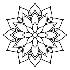 Mandala line art silhouette with white background