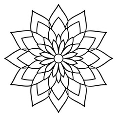 Mandala line art silhouette with white background