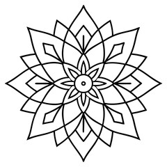 Mandala line art silhouette with white background