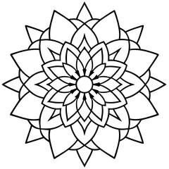 Mandala line art silhouette with white background