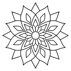 Mandala line art silhouette with white background