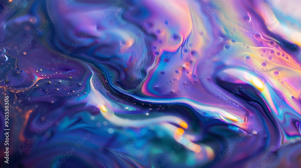 Leinwandbilder fluid motion of iridescent paints creating an abstract texture