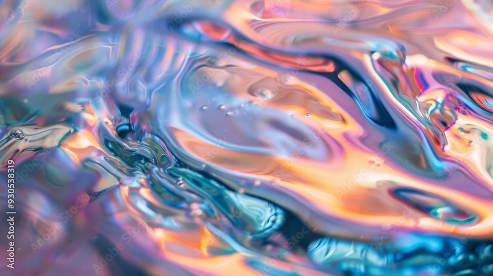 Poster Fluid motion of iridescent paints creating an abstract texture