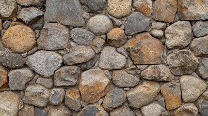 A textured stone wall composed of various shapes and colors, showcasing natural materials.