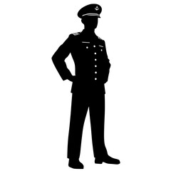 Silhouette naval military officer