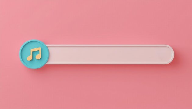 Minimalistic music player interface on pink background, featuring a playful design and vibrant colors for a modern look.