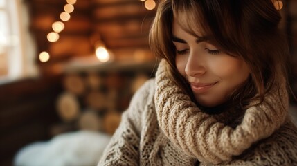 Cozy Winter Portrait in Cabin