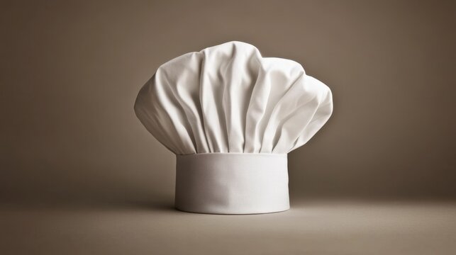 Elegant chef s hat placed neatly on a neutral background, evoking a sense of professionalism and culinary expertise.