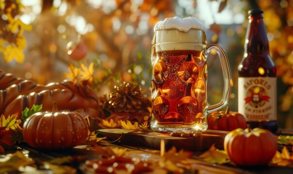 Oktoberfest celebration with beer, pretzels, and traditional Bavarian attire on October 3rd