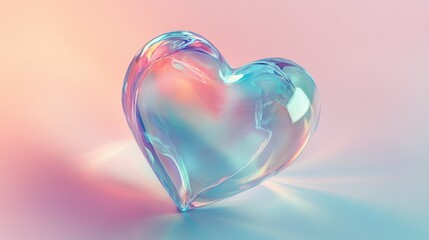 A translucent heart-shaped object with a colorful gradient, symbolizing love and emotions.