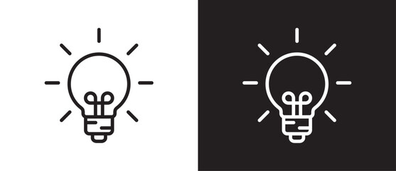 Idea light bulb symbol. Incandescent light bulb represents ideas and innovation, Light bulb icon.  Innovation and creativity idea icon. Lamp vector icon illustration on black and white backgroud.