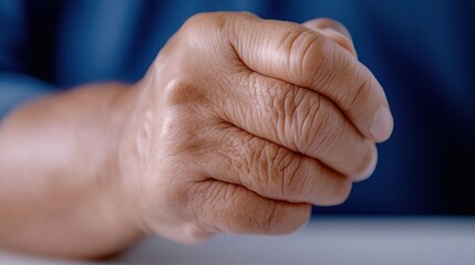 A close up of a hand with wrinkled skin and nails, AI