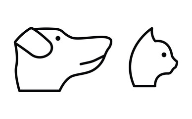 Dog and cat pet line art logo icon