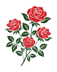 Rose vector design with detailed leaves