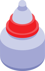 Baby bottle isometric icon representing baby feeding, suitable for baby food or childcare related designs
