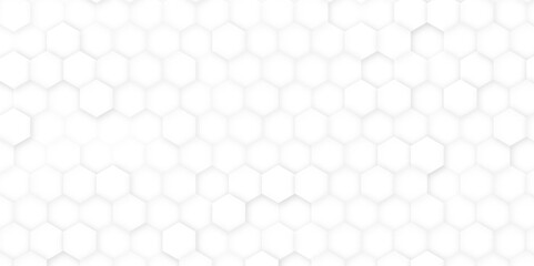 Hexagonal white and grey pattern vector background. Modern tile wall. 3D rendering.