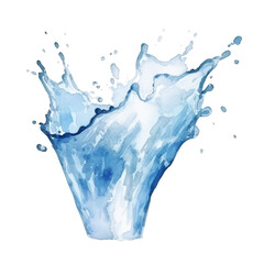 water splash watercolor isolated on transparent background cutout