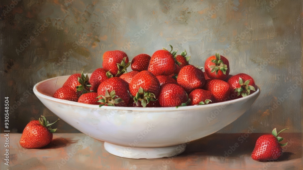 Canvas Prints ripe red strawberries in a white bowl