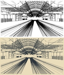 Railway station illustrations