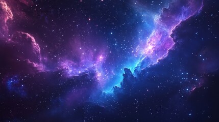 Fototapeta premium A vibrant cosmic scene depicting a nebula filled with stars and colorful gases.