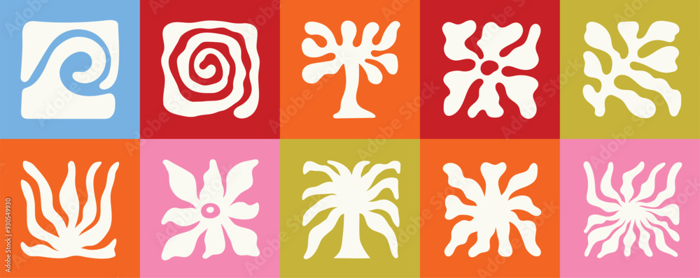 Poster vector logo and print design templates, summer palms, tropical hand drawn illustrations, palm trees 