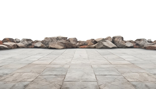 gray stone floor isolated on transparent background cutout